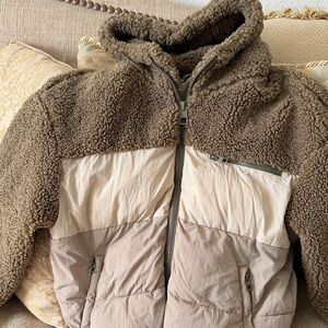 Cozy Brown and Cream Woman